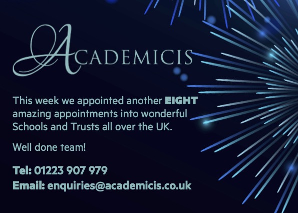 Academicis's tweet photo. This week we appointed another EIGHT amazing appointments into wonderful Schools and Trusts all over the UK.

https://t.co/1hANMYOXWr #Academicis #education #Covid19 #school #educationrecruitment #DeputyHeadteacher #Head #Headteacher #Recruitment  #Headhunting https://t.co/jruNcw5Vof