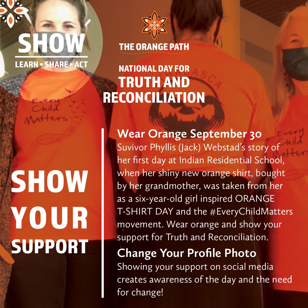 AthabascaTC's tweet photo. Show your support for Truth and Reconciliation and wear an orange shirt today.
#NDTR #OrangePath #OrangeShirtDay #indigenouspeoples #truthandreconciliation #indigenous #reconciliation #indigenousexperience https://t.co/YoaKV0NGF0