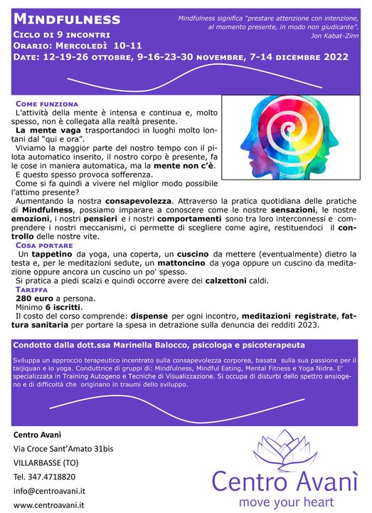 DottssaBalocco's tweet photo. Percorso di Mindfulness presso il Centro Avanì di Villarbasse. Si comincia mercoledì 12 ottobre alle ore 10:00 con il primo dei  9 incontri.

Per info e iscrizioni cliccare sul seguente link:
https://t.co/CA08nITi6L

#mindfulness #momentopresente #consapevolezza #benessere https://t.co/i26PxwfhKE
