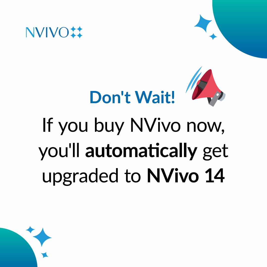 NVivoSoftware's tweet photo. If you've been wondering whether or not you should get NVivo, then now is the best time! π
If you buy now, you'll automatically get upgraded to NVivo14. π
Plus, with NVivo14 you'll be able to work between your Mac or PC with #CollaborationCloud. β π₯
#AcademicTwitter https://t.co/cgkiAdHuEv