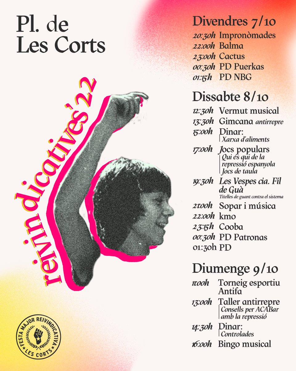 fmrlc's tweet photo. Ja tenim aquí la programació de les Reivindicatives’22❤️‍🔥
Us esperem a totes a pl. les Corts (parc del riu) el cap de setmana que ve! Bona Festa Major🌷 https://t.co/902jecuaBT