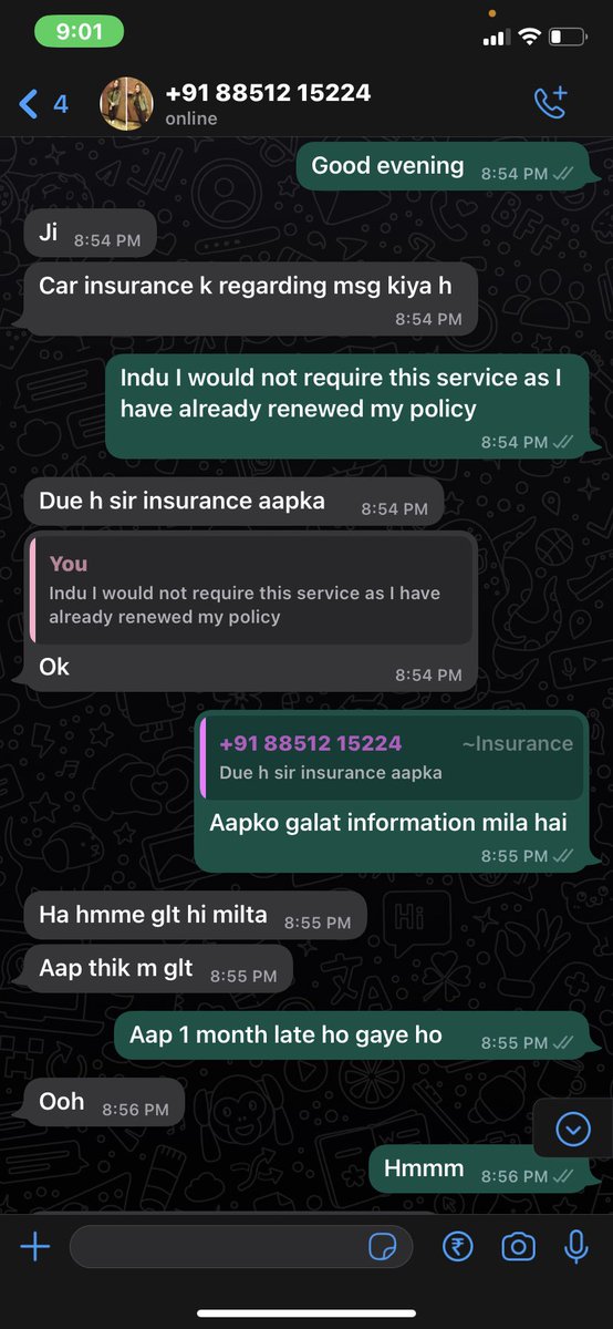 YourHR3's tweet photo. @TATAAIGIndia I have received a msg from the below number claiming to be an agent named Indu Bisht where she doesn’t have the etiquette of customer service Plz check the screenshot where she is forcing me to share my insurance copy and even asking me to shut up(1/1) https://t.co/oKMIyXXZR2