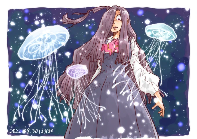 お魚拳法・魚冥拳の夜海(よみ)ちゃんオリジナルキャラクターです。#絵描きさんと繫がりたい #イラスト#お魚拳法 