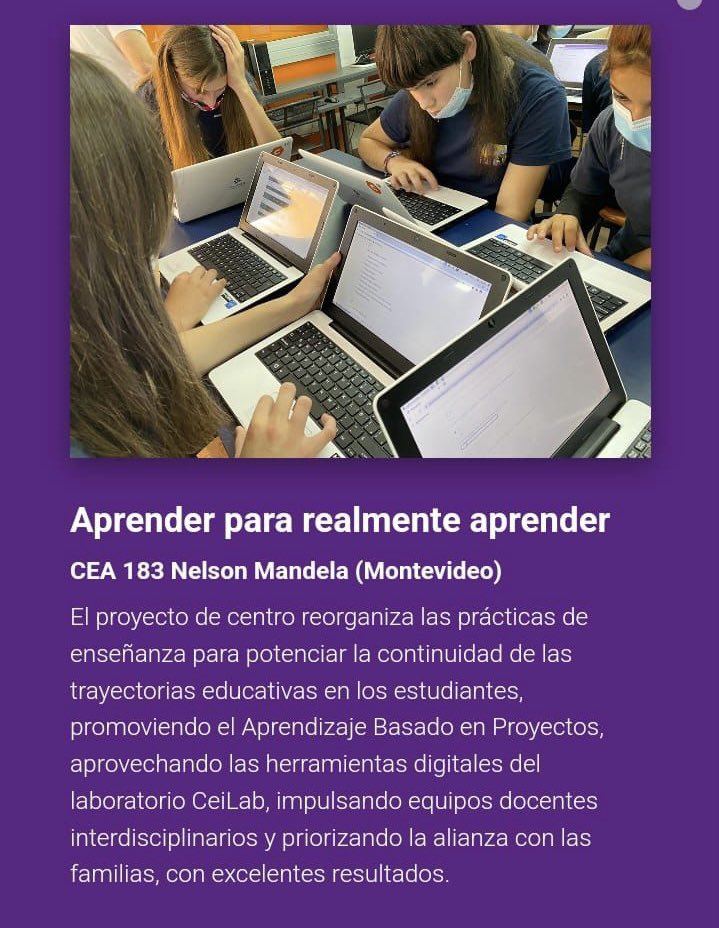 GSilvera06's tweet photo. El CEA 183 Nelson Mandela @UTU_Uruguay es finalista para el Premio Nacional a la Innovación Educativa #NODO @Ceibal_Uy @ANEP_Uruguay @MEC_Uruguay 
FELICITACIONES a todos los actores del centro educativo por el trabajo comprometido realizado día a día. https://t.co/kuCDEGayHC