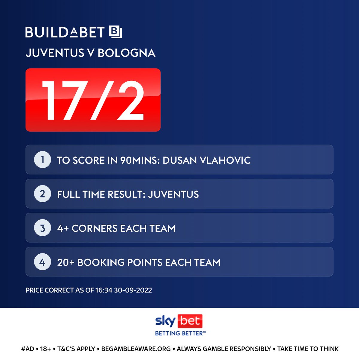 🇮🇹 JUVENTUS vs BOLOGNA 🇮🇹 ⚽️ Vlahovic to score ✅ Juventus to win 🚩 4+ corners each team 🟨 20+ booking points each team Add straight to bet-slip 👇 oddschanger.bet/JUVvBOLBAB0210 #AD | 18+ Begambleaware.org | Always Gamble Responsibly