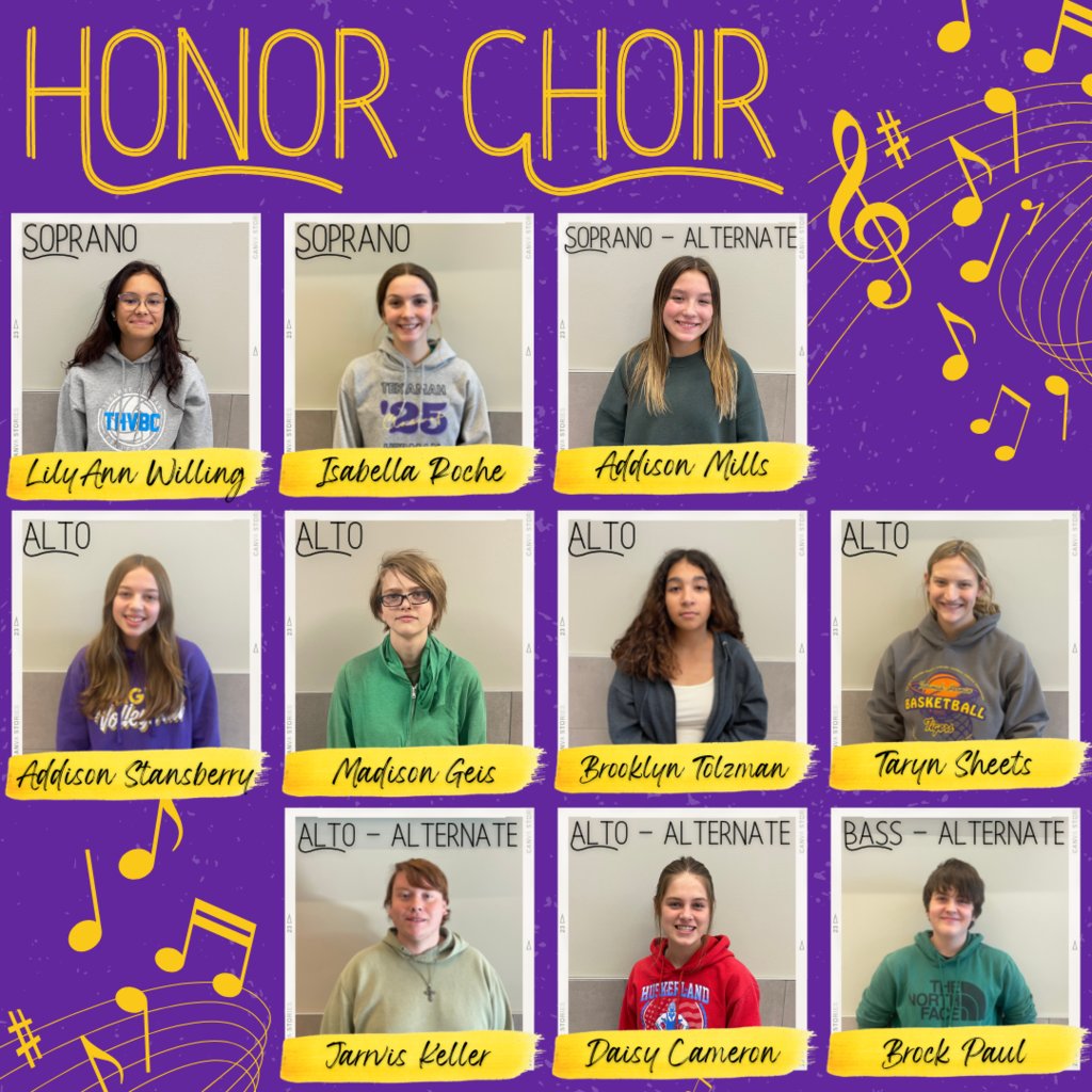 Congratulations to the 10 students who were selected to the East Husker Conference Auditioned Honor Choir!
