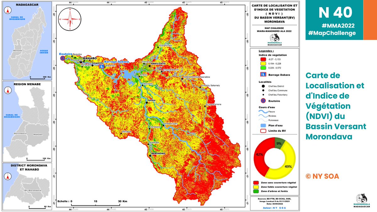 manondroala's tweet photo. MapChallenge 40 Carte de Localisation et d'Indice de Végétation (NDVI) du Bassin Versant Morondava
© Ny Soa

#MapChallenge #MiaraManondroAla2022 #MMA2022 #Manondroala #Madagascar  #Morondava #Menabe #ndvi  
Hetsika MiaraManondroAla 2022
7 - 8 Oktobra
 🌐https://t.co/0epWbWwH4a https://t.co/reEFC6K9wF