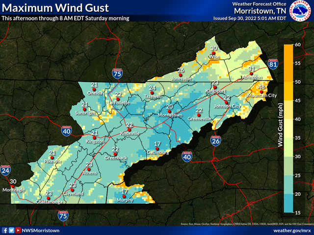 EmaSevier's tweet photo. The remnants of Hurricane Ian will track north and weaken as it approaches the southern Appalachians Tonight and Saturday. Rain chances increase this afternoon with the highest chances tonight through Saturday.
Visit https://t.co/vW4KGmWnMa to sign up for CodeRed Notifications. https://t.co/FGTnWlga0J