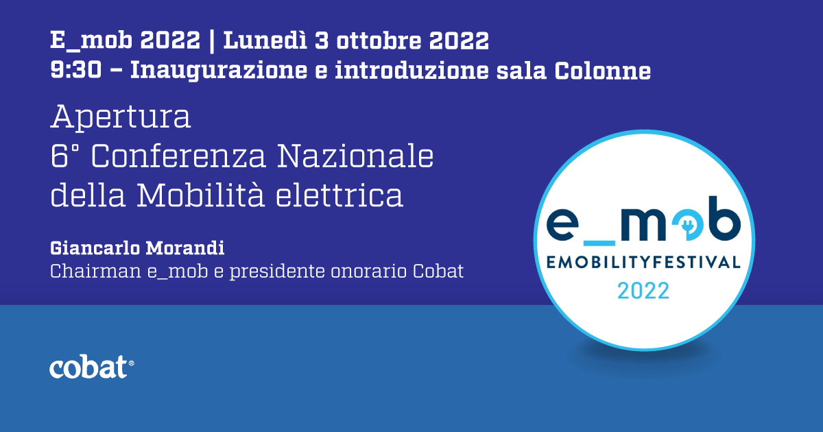 Giancarlo Morandi, Chairman e_mob e Presidente onorario Cobat, apre la prima giornata di <a href="/EmobItalia/">emob-italia</a>, mentre Pietro Colucci, Founder Innovatec Group, prenderà parte alla Tavola rotonda durante la conferenza.