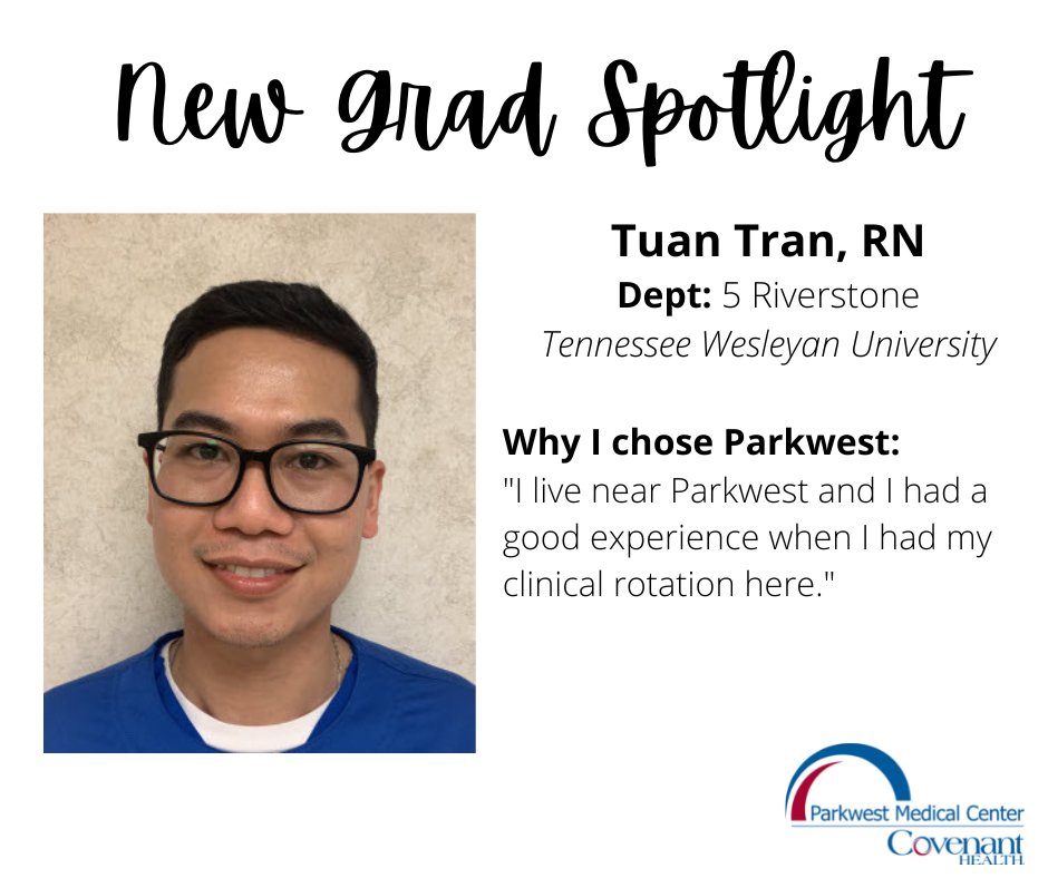 Welcome to new graduate nurse Tuan, who is working on 5 Riverstone. We're so glad to have you as part of the team!