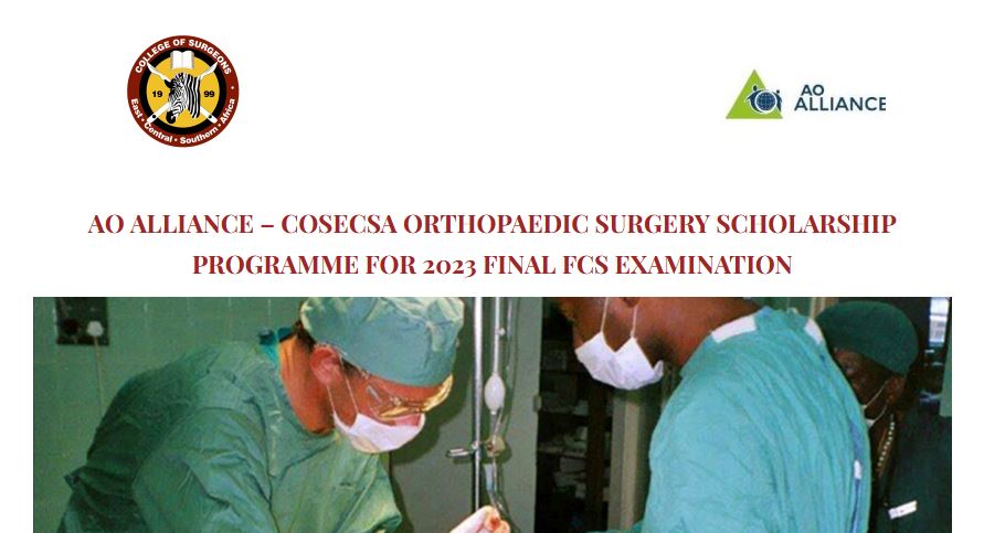 Last call for applications for the @TheAOAlliance & @cosecsa scholarship programme. The scholarship is for the support to the Trauma & Ortho Surgeons to help them complete the programme by examination for the year 2023. Apply today through: bit.ly/3PwT3Un