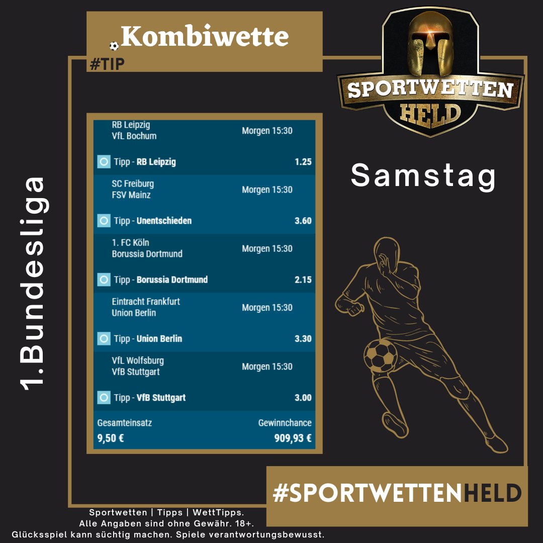 SportwettenHeld's tweet photo. Man kann den Samstag auch mit Sportwetten_de https://t.co/MkuMpJ3Ksu verbringen. Viel Glück

#SportwettenHeld #WettTipps #Bettingtips #GamblingTwitter #Tipico_DE #Fußball #bet365DE #tipico #bet365 #AdmiralBet #Bwin #Bwin_de #Bundesliga_DE #RBLeipzig #BVB #fcunion #VfB #scfreiburg https://t.co/U23rTA3dCU