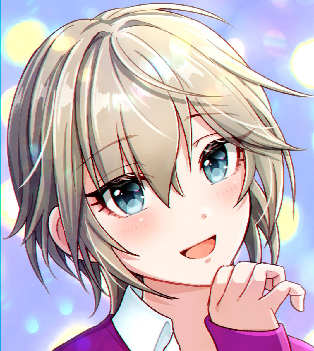 anastasia (idolmaster) 1girl solo smile open mouth short hair blue eyes grey hair  illustration images