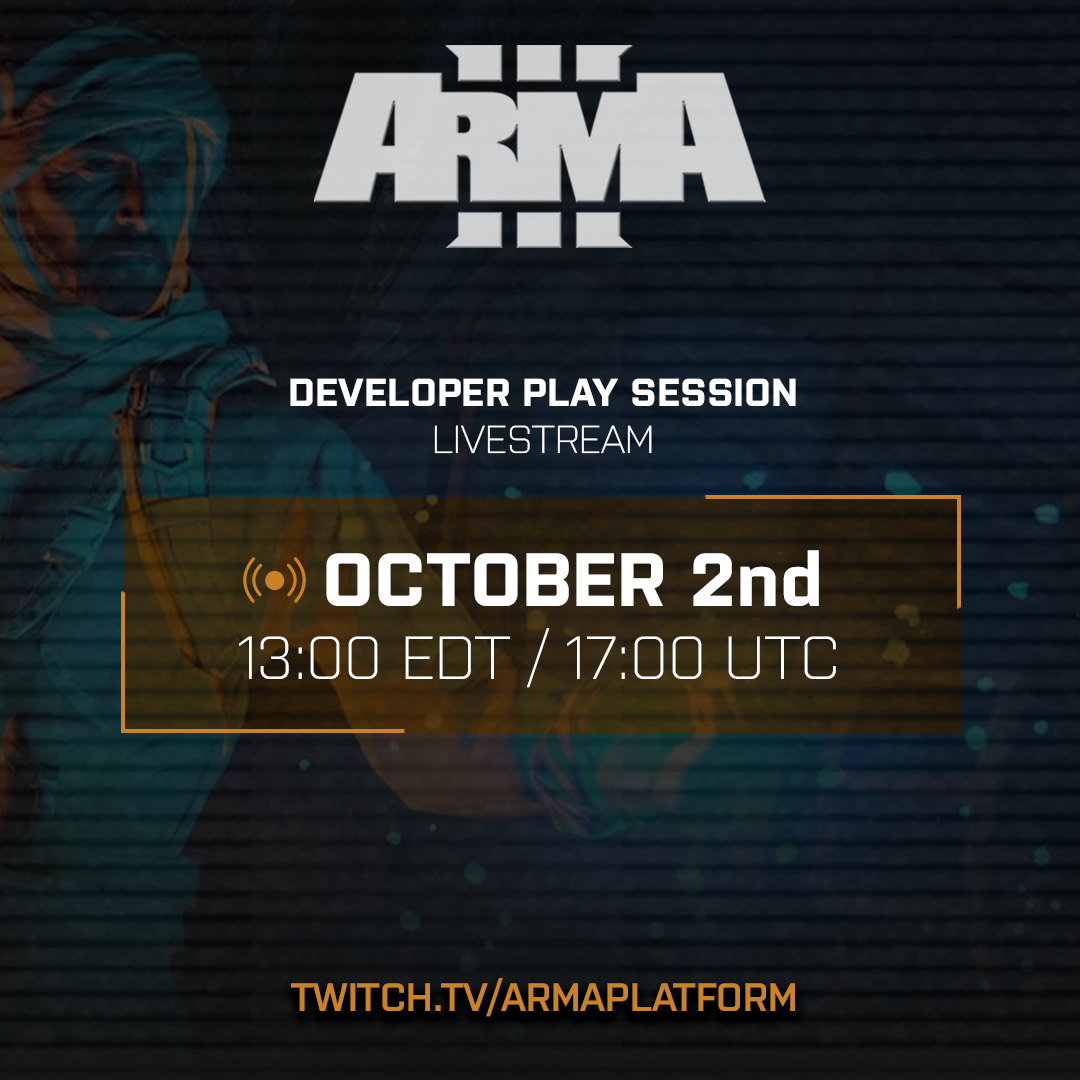 This Sunday (Oct. 2nd) at 1300 EDT / 1700 UTC, Community Managers <a href="/jtleclair/">Justin LeClair 🇺🇦</a> and <a href="/Nillers_/">Nillers</a>, along with <a href="/TheRotators/">Rotators</a>, will showcase some #Arma3 Creator DLC: Western Sahara Update 1.1 gameplay in a livestream on <a href="/Twitch/">Twitch</a>! 

We'll see you Sunday! 🐪
