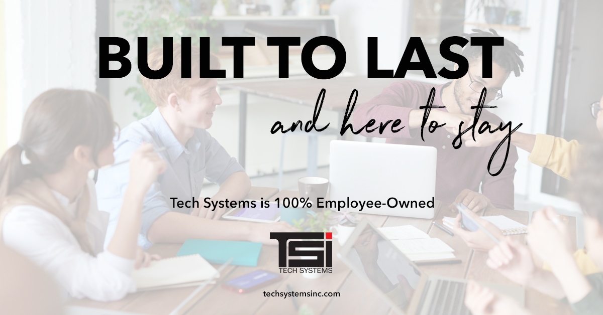 TSI_FOCUS's tweet image. Tech Systems is a 100% employee-owned company, making us uniquely motivated to deliver the best results for you. Give us a call and see why we&apos;re different. techsystemsinc.com/evergreen-cert… #ESOP #TechSystems #EmployeeOwned
