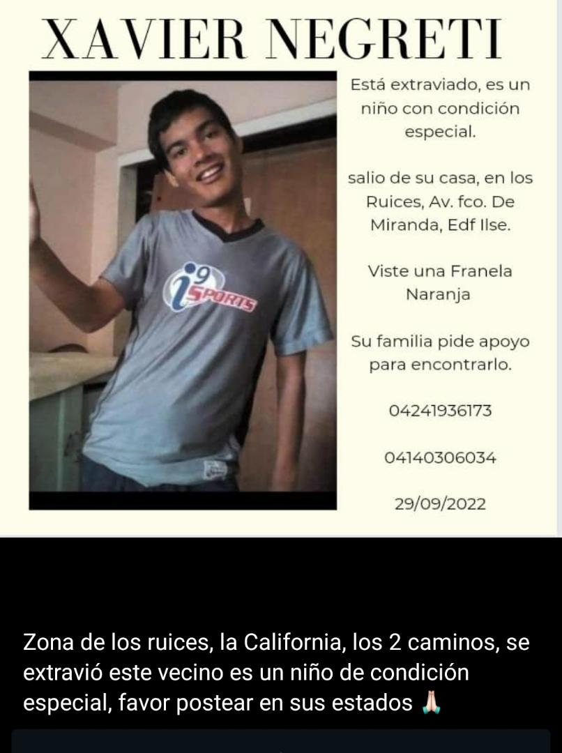gestrano's tweet photo. Desaparecido. Ayudemos a difundir hasta encontrarlo. Xavier Negreti. Niño Especial https://t.co/Ne6BF18PJe