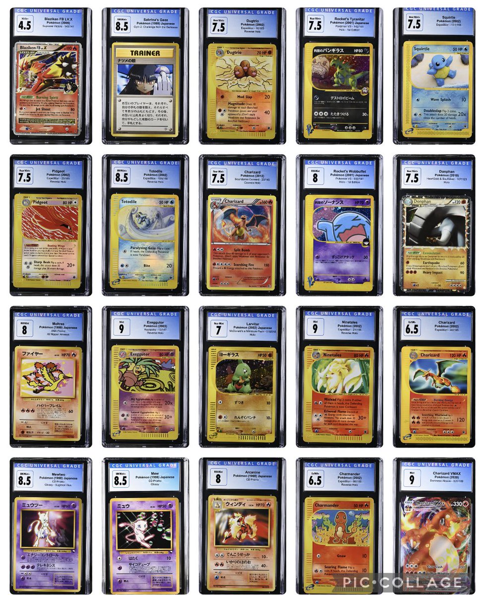 KillerKards33's tweet photo. CGC Return Sale plus a single PSA slab 

Shipping is $4 for 1-2 slabs or $8 for 3+

Spend over $150 and shipping is free.

I take All payment methods except cash app.

Shining gary picture in comments

@NalterCards @SeerPokemon @TaterTodd13 

#pokemon #cgc #slabs #charizard https://t.co/Mt99ZUUJjJ