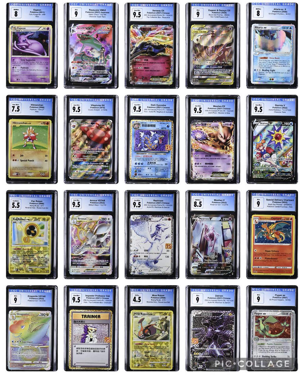 KillerKards33's tweet photo. CGC Return Sale plus a single PSA slab 

Shipping is $4 for 1-2 slabs or $8 for 3+

Spend over $150 and shipping is free.

I take All payment methods except cash app.

Shining gary picture in comments

@NalterCards @SeerPokemon @TaterTodd13 

#pokemon #cgc #slabs #charizard https://t.co/Mt99ZUUJjJ