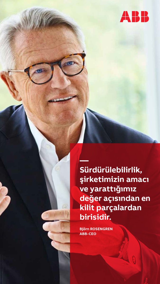 Sürdürülebilirlik, şirketimizin amacı ve yarattığımız değer açısından en kilit parçalardan birisidir. #ABB #ABBTürkiye