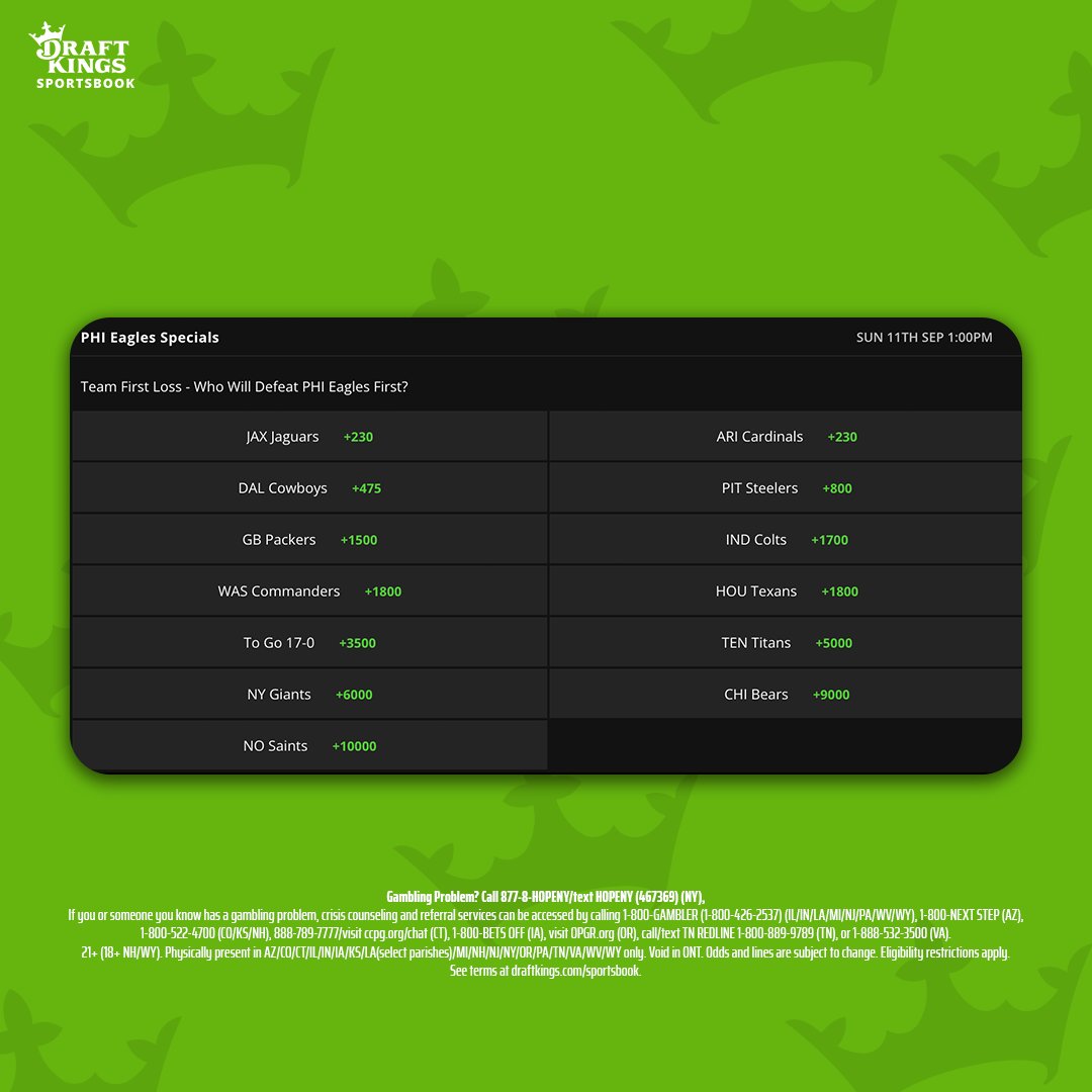 DraftKings Sportsbook on Twitter "Who's giving the Eagles their first