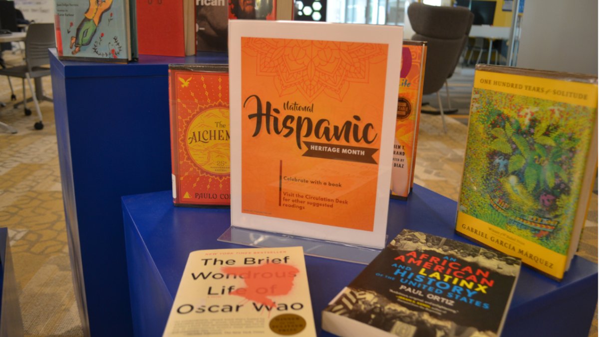 #Greatreads: An interesting selection of books on display in the Begley Learning Commons, in celebration of #HispanicHeritageMonth! #SUNYSchenectady