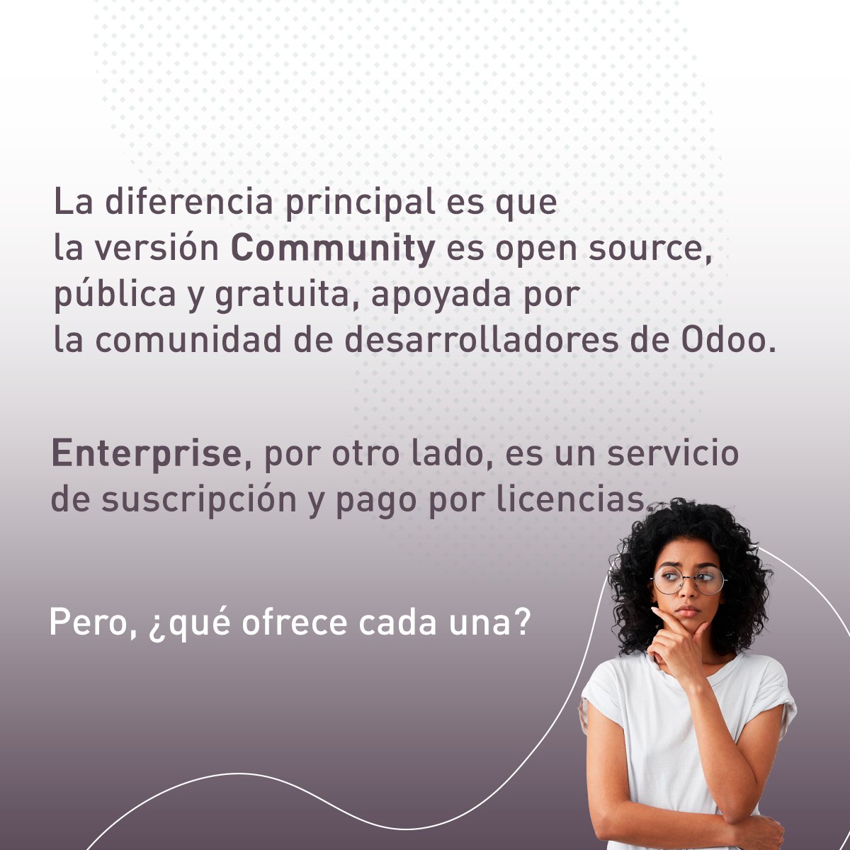 GuadalTech's tweet photo. Si estás buscando un #ERP para tu empresa, #Odoo te ofrece dos opciones 🟣

Recuerda que tu decisión dependerá de las necesidades de tu negocio 💻

¡Conoce qué ofrece cada una! 👇 https://t.co/dZaTapQb3j