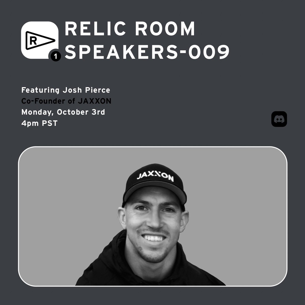 ikonick_xyz's tweet photo. Relics Pass Holders 🏴

Speaker Series #009

Join us in the Relic Room on October 3rd at 4pm PST for a private AMA with Josh Pierce, Co-Founder of JAXXON! https://t.co/OcYLjjbxCM