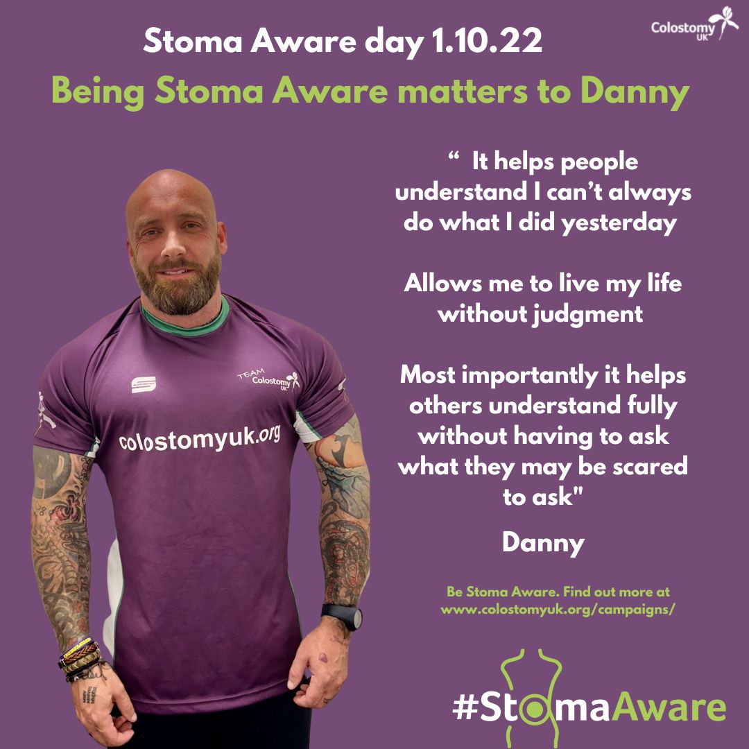 ColostomyUK's tweet photo. Being #StomaAware matters to Danny. Tell us why it matters to you? https://t.co/vprzTqkQtS