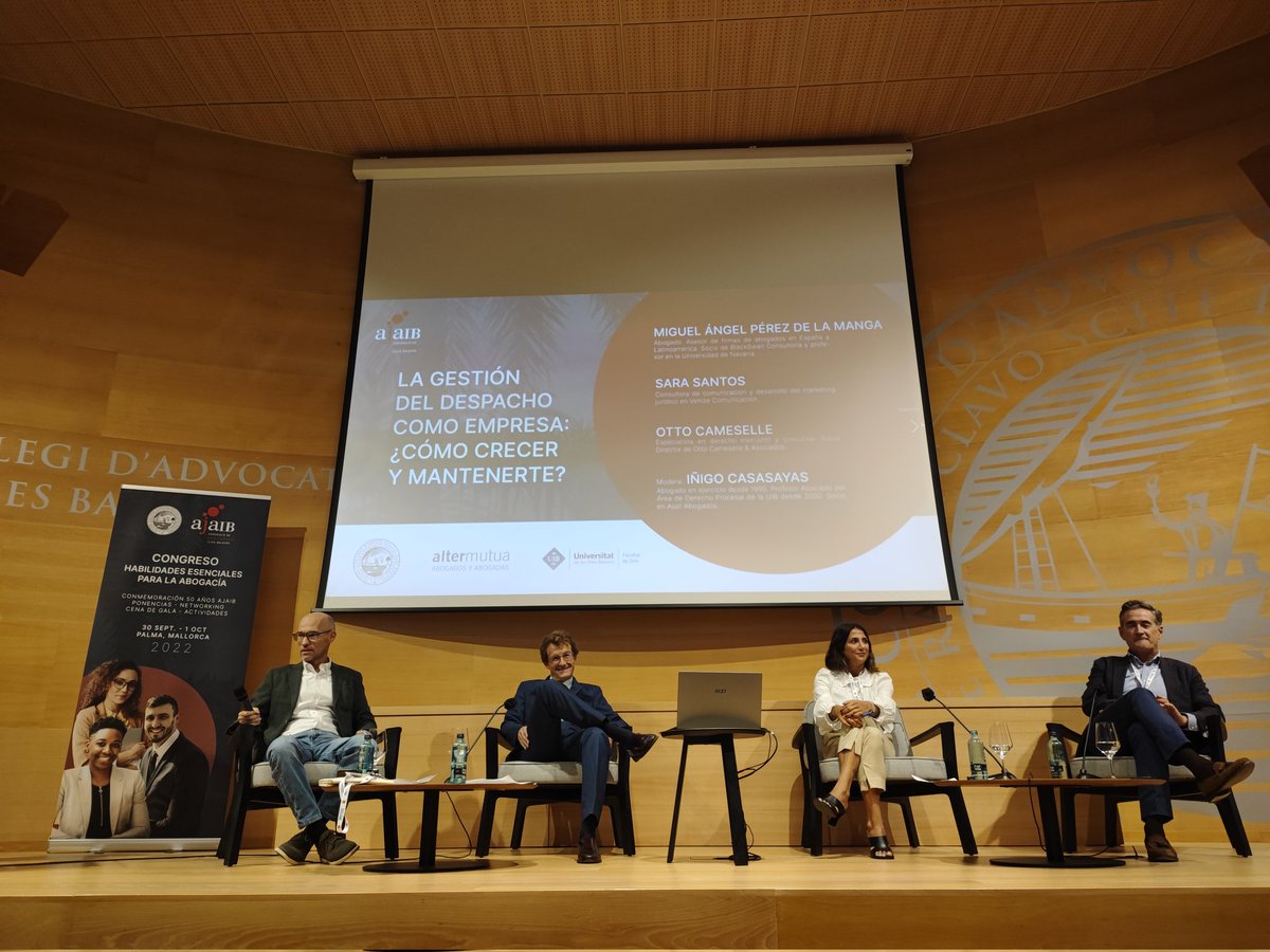 Cerramos la formación de hoy con una última mesa de 1️⃣ nivel sobre: LA GESTIÓN DEL DESPACHO COMO EMPRESA:

¿Cómo crecer y mantenerte?

🔹PONENTES: MIGUEL ÁNGEL PÉREZ DE LA MANGA - SARA SANTOS UGARTE - OTTO CAMESELLE.

🔹MODERA: IÑIGO CASASAYAS