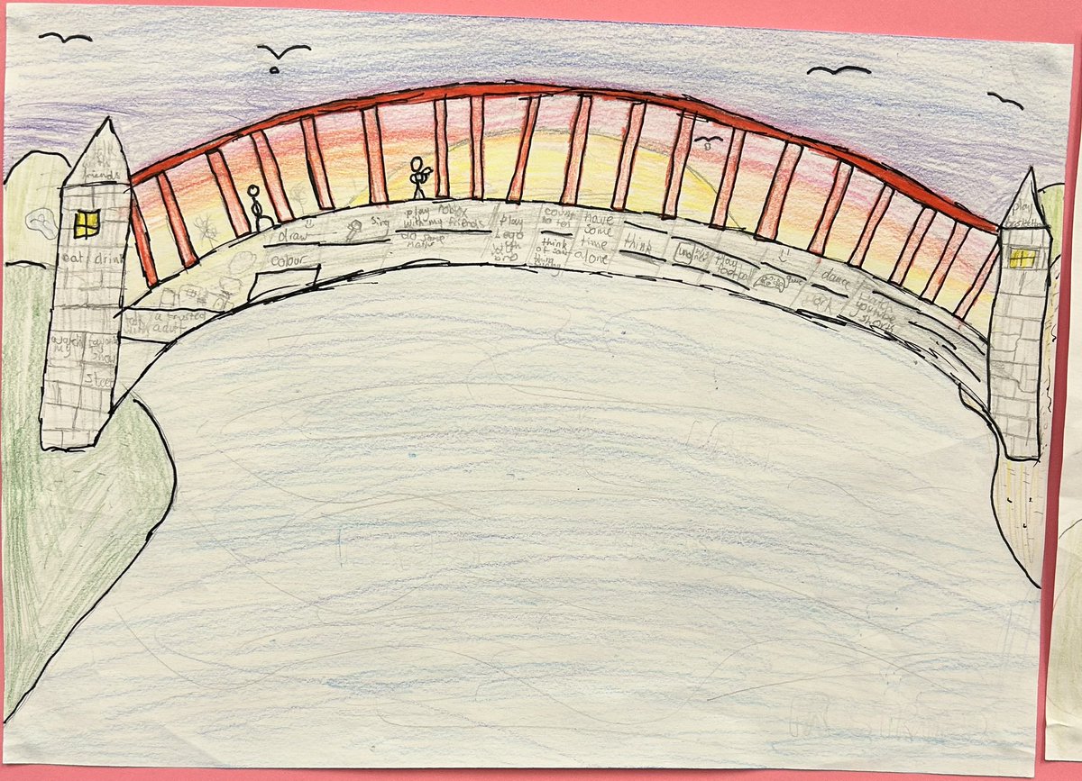 missmacgregor_'s tweet photo. This week we have looking at the blue cog from @EmotionWorksCIC and have been identifying the different strategies we can use to regulate our emotions. We created beautiful drawings to demonstrate “a bridge to help us get over troubled waters”. https://t.co/5tFcqFUbkK