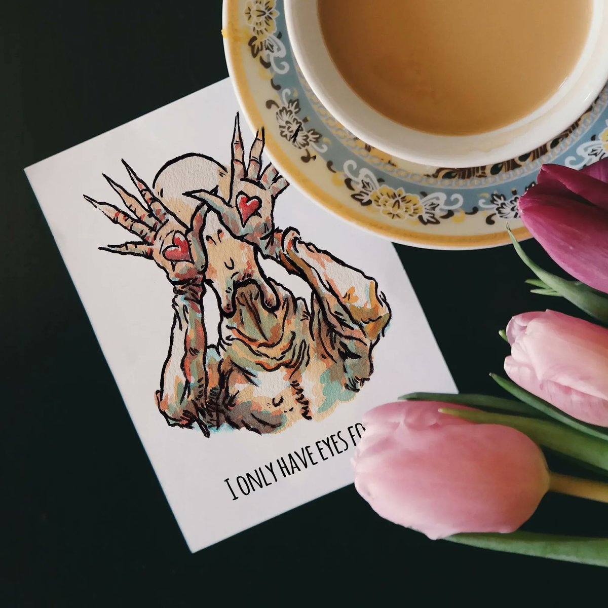 aaron_millard's tweet image. An oldie but a goodie, the OG creepy card that started it all. Is it cute? Yes. Kinda dark? Also yes. "I Only Have Eyes for You" an ode to #PansLabrynth - the movie that scarred me forever and made me fall in love with del Toro's work.

On my Etsy - etsy.com/ca/listing/620…