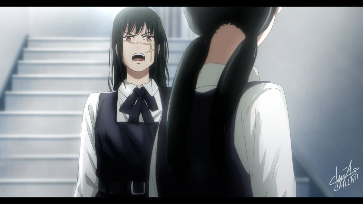 black hair letterboxed 2girls multiple girls twintails school uniform open mouth  illustration images