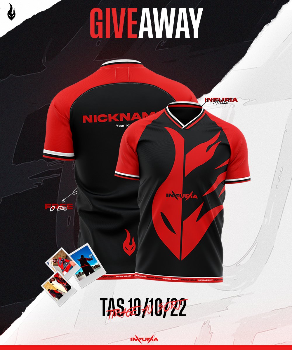 À l'occasion de l'arrivé du nouveau merch, nous vous faisons gagner le nouveau maillot InFuria ! 🎁

Pour participer : 
💥 Follow <a href="/InFuria_esport/">InFuria E-sport</a>
👥 Mentionne 2 ami(e)s
🔃 Retweet le post

T.A.S le 10/10/2022 👕

#INTHEFURY ⚫️🔴