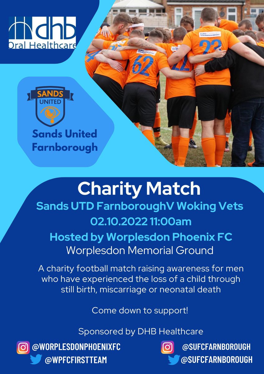 🚨Charity Game🚨 This Sunday sees us host @SufcFarnborough 1st 11aside game 🆚 @WokingVetsFC 11. Come down and support a great cause kickoff 11am. Bar open will be open! #UTP.