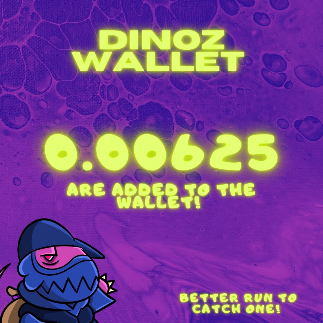 Do you wanna earn passively from your #NFTS ? 💰 

+0.00625 ETH already added 👀

Well, become a dinoz holder! 🦖 
We got a Dinoz wallet to use for our owners 😳

(Psssst if you got 3 dinoz you will get passive incomes) 🤫 

#nfts #NFTCommunity