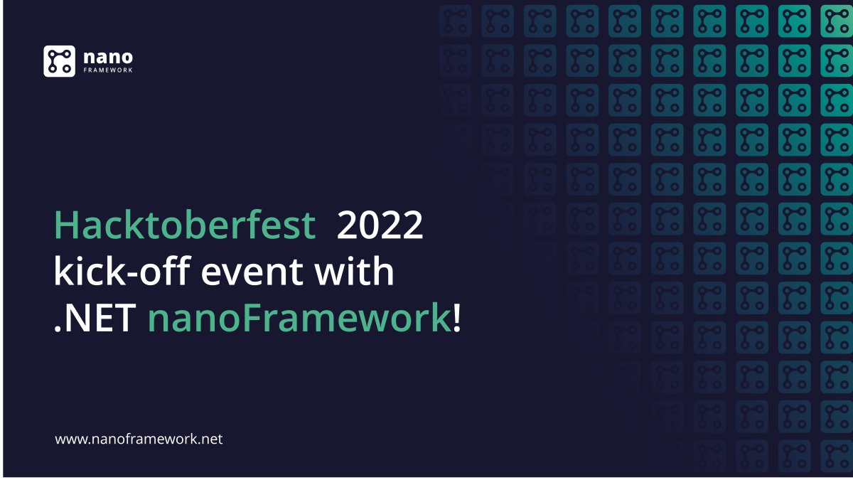 To keep the tradition <a href="/nanoFramework/">.NET nanoFramework</a> will be joining Hacktoberfest. The kick-off event will by happening on OCT-3 16:00 GMT-5. Please RSVP and join us there!
teams.microsoft.com/l/meetup-join/…

#Hacktoberfest #dotnet