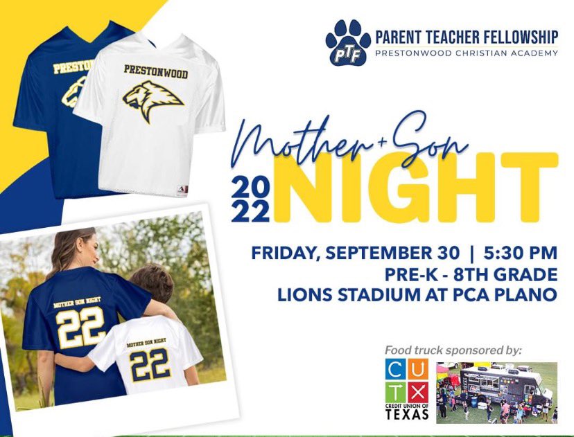 LevisLockerPCA's tweet photo. Moms + Sons - come visit us in Levi’s Locker tonight! We have game day spirit gear, newly stocked hoodies for kids, jewelry for moms, and so much more! 💙
#MotherSonNight #LevisLocker
@PrestonwoodPCA https://t.co/Xa1pQFRIgz