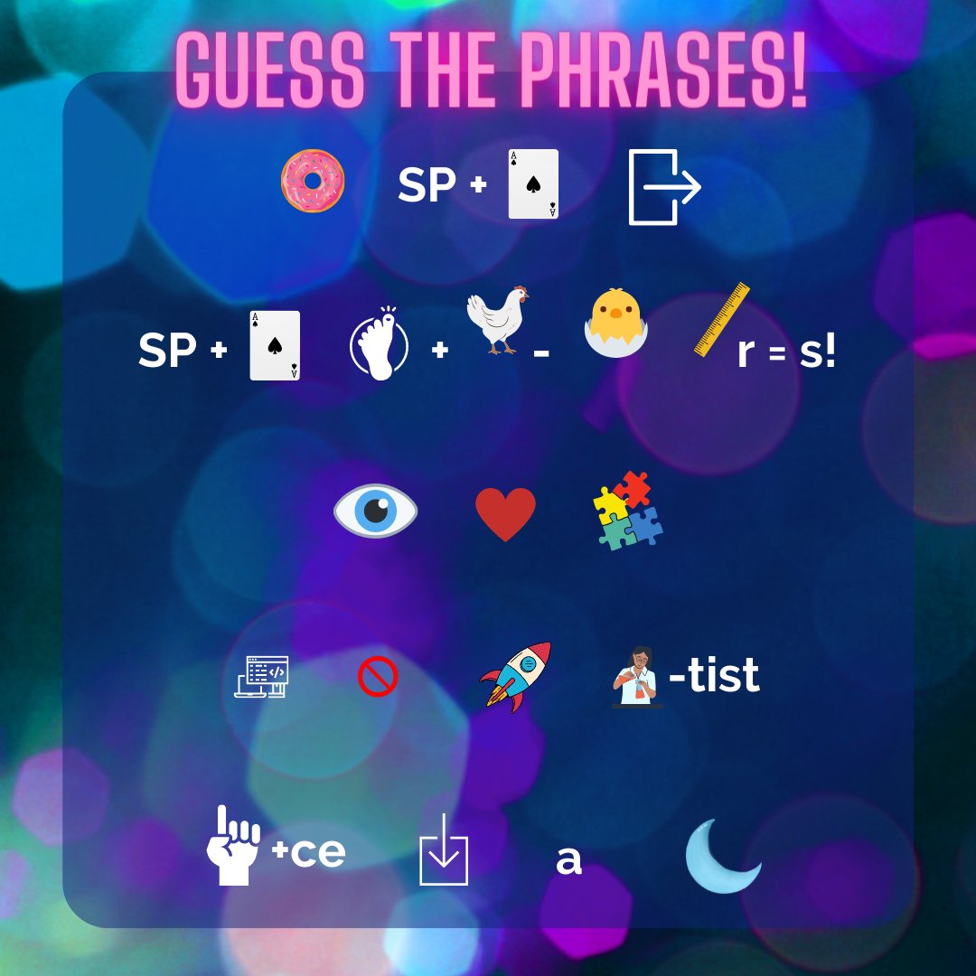 Another week, another puzzle! Guess the phrases and DM PlanetQueen your answers on Discord here: discord.gg/NAm6WWgN by 11:59pm PDT Oct 6!
🎁 2000 $QUID

#CNFTgames #gettokens #CNFTCommunity #Cardano #ADA #fun #puzzles