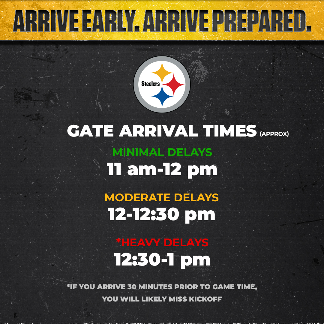 Beat gate traffic by arriving early to Acrisure Stadium. The earlier you arrive, the quicker you’ll get to your seats. Details: bit.ly/3paZSQn