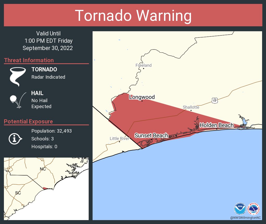 NWS Tornado on Twitter "Tornado Warning including Sunset Beach NC