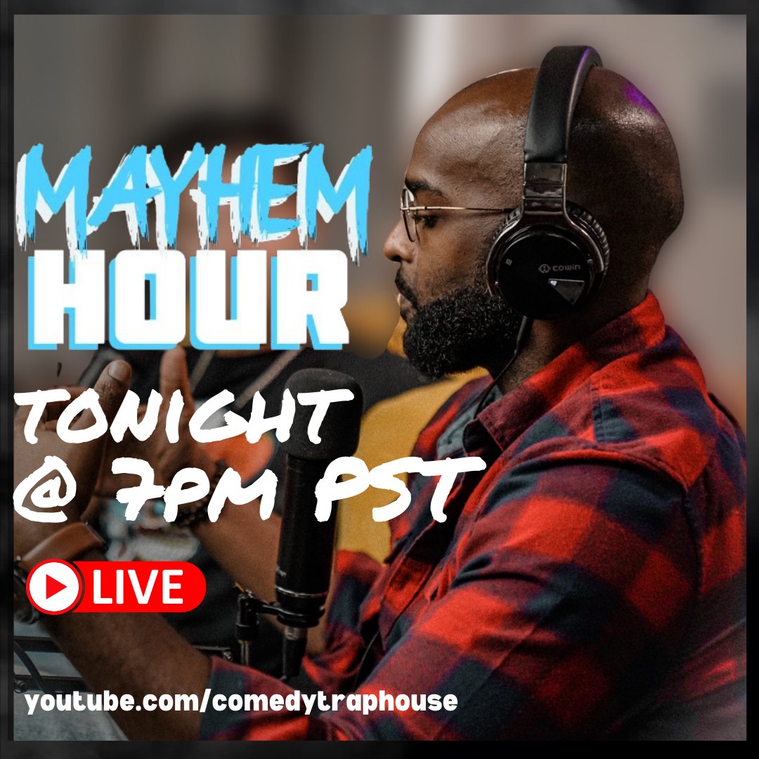 comedytraphouse's tweet photo. Y'all coming to hang tonight?! #MayhemHour

#comedytraphouse #cthpodcast #trapdesac #youtube https://t.co/MZ9gRnUGW0