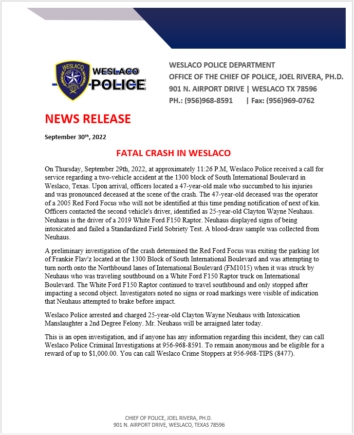 WeslacoPolice tweet media