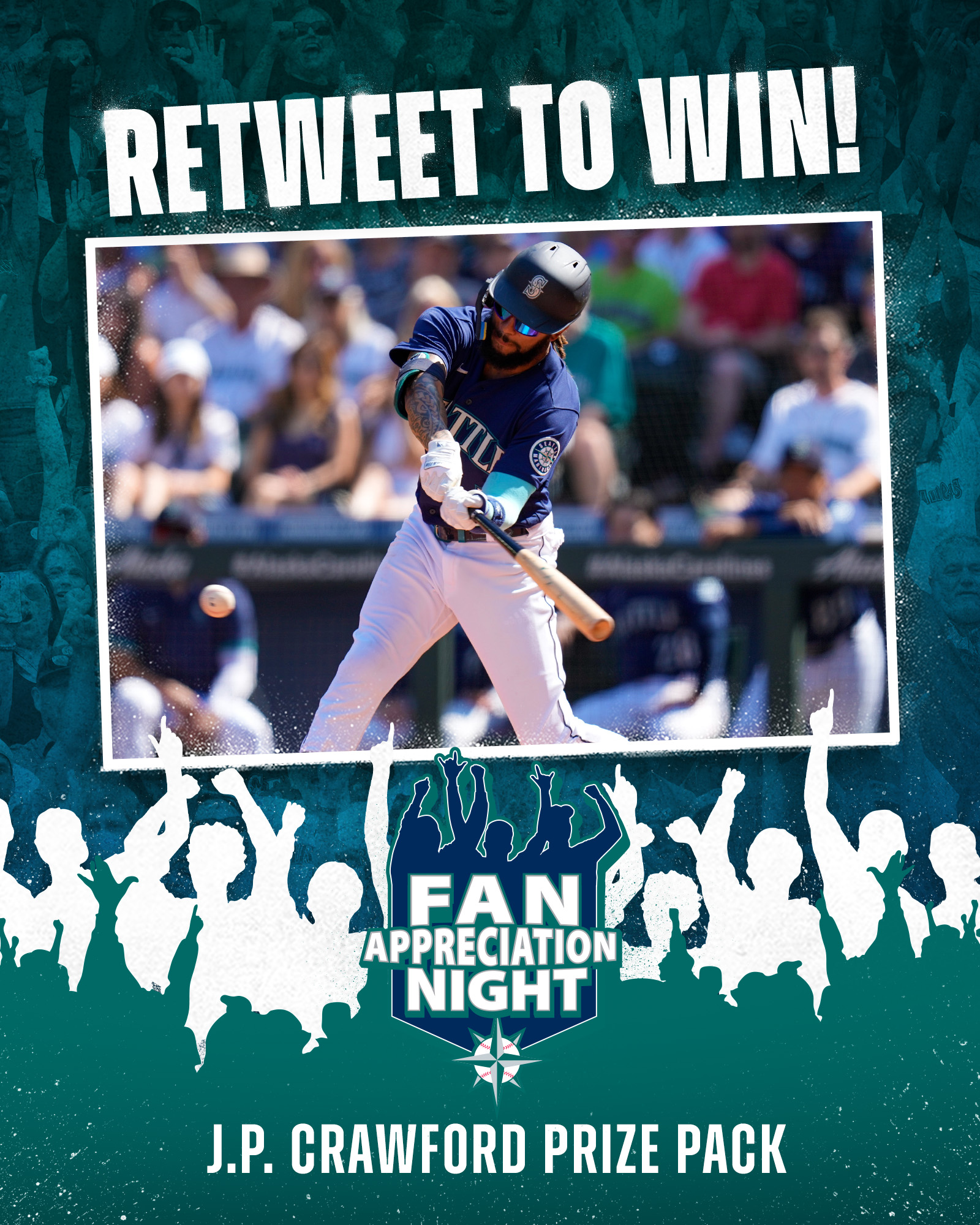 Seattle Mariners on X: 🌊 RETWEET to WIN 🌊 We're kicking off our Fan  Appreciation Night celebrations by giving away a @jp_crawford autographed  baseball, replica jersey and t-shirt! Hit the RT button