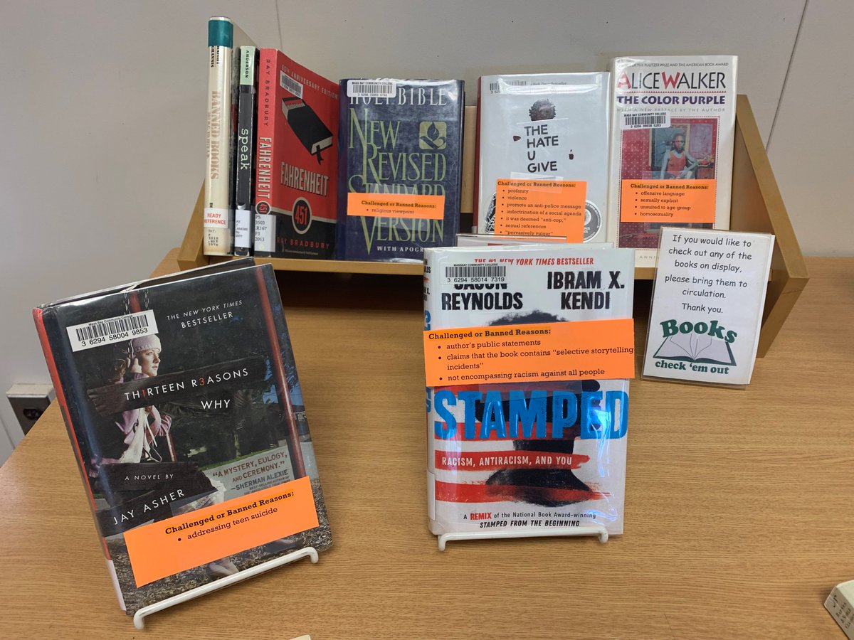 MassBayLibs's tweet photo. We celebrate &amp; honor #bannedbooks every week at the @MassBayCommCol  Library, but last week was officially #BannedBooksWeek. We are proud to carry titles that are often banned, challenged or censored at other institutions. Learn more at our blog:
https://t.co/3c6zgFp9bM https://t.co/bkDXQKaRNU