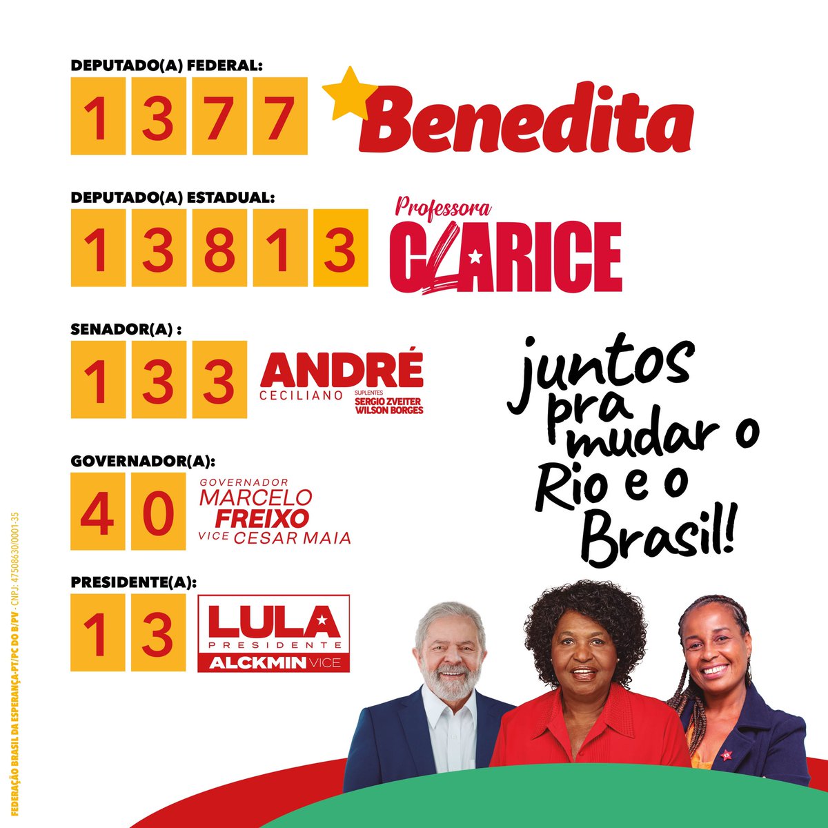dasilvabenedita's tweet photo. Olha o carrossel de colinhas para o dia da votação. Dica quente para deputadas e deputados estaduais. São algumas das minhas dobradas nesta eleição: @renatasouzario @profclaricebm @adilsonpires e Luiz Alfredo Salomão. https://t.co/nDPIFiVsI9