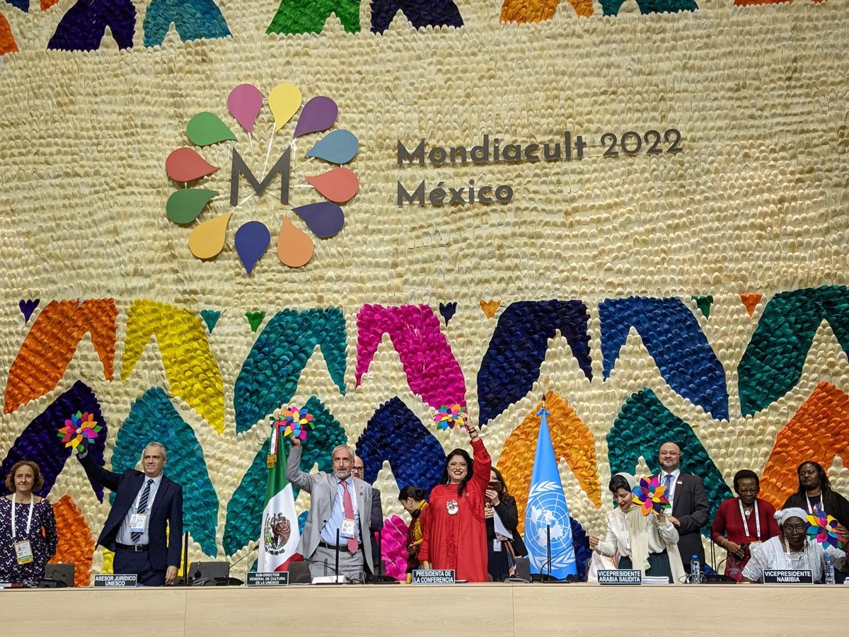 #MONDIACULT2022 concludes with a unanimous adoption of a Declaration by 150 States, affirming culture as a #GlobalPublicGood. The new chapter of cultural policy is guided by a shared global roadmap in which culture drives sustainable development, human rights, diversity - peace.