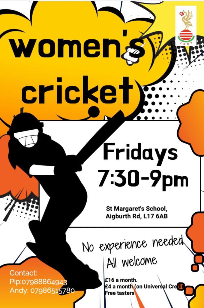 Indoor women’s cricket sessions starting next Friday - get in touch!
