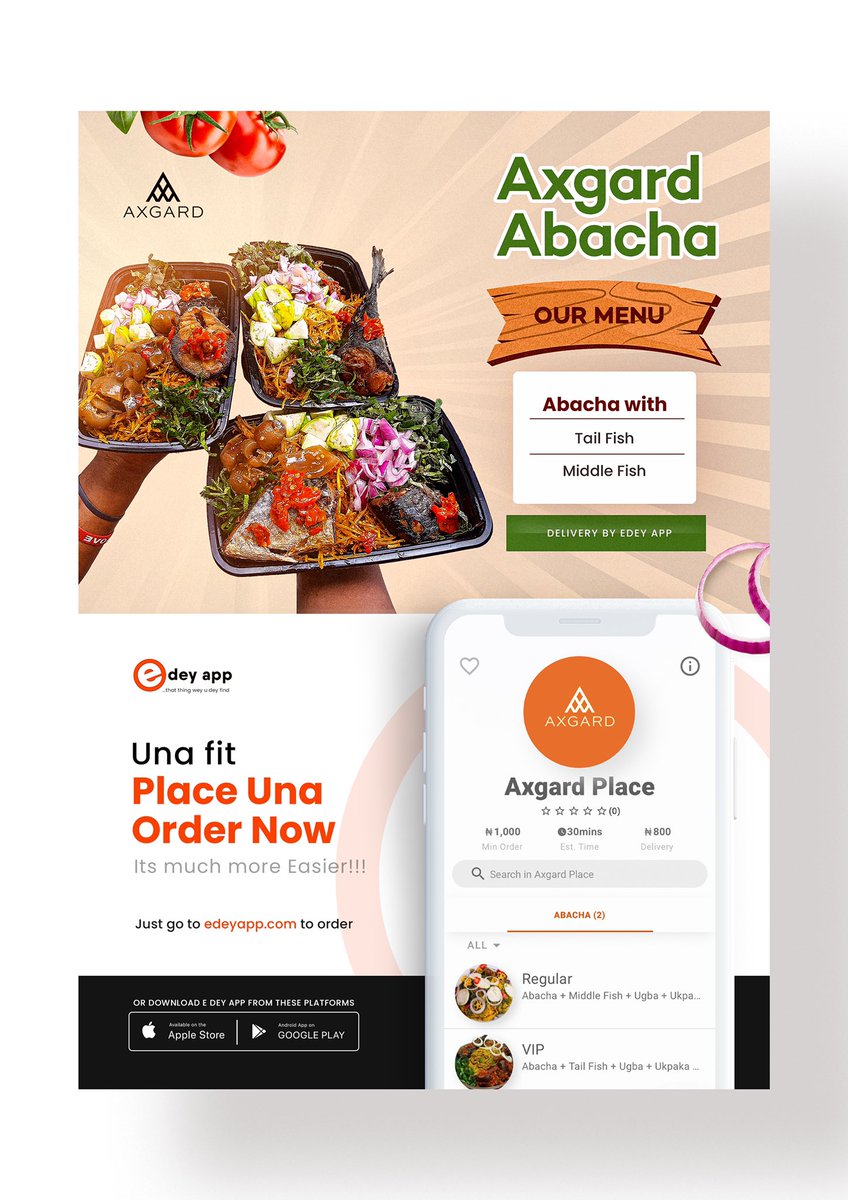 thatdesignpro's tweet photo. Working with this Brand for Two years now, and i would say proudly “We have really come a long way” and we ain’t stopping anytime soon!!!

Food Vendor and Logistics Brand making waves in the South East @edeyapp

Decided 2 post some of our vendors flyers. What feel does it give u? https://t.co/c9npv0AoWu