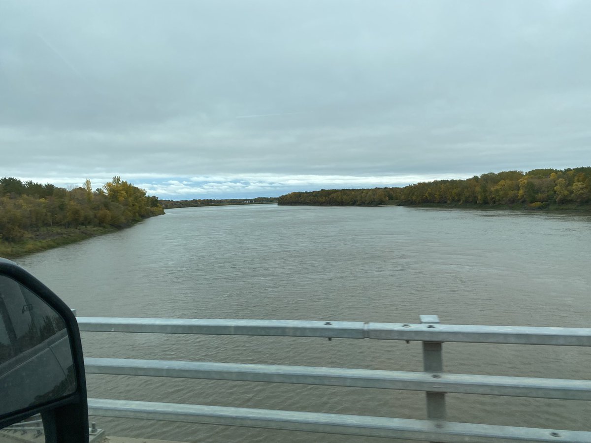 susan_cee's tweet photo. @SLangeneggerCBC #nesd200 crossing the bridge to Cumberland House Metis Nation for our #nesdpath2reconciliation https://t.co/90YltBcniD