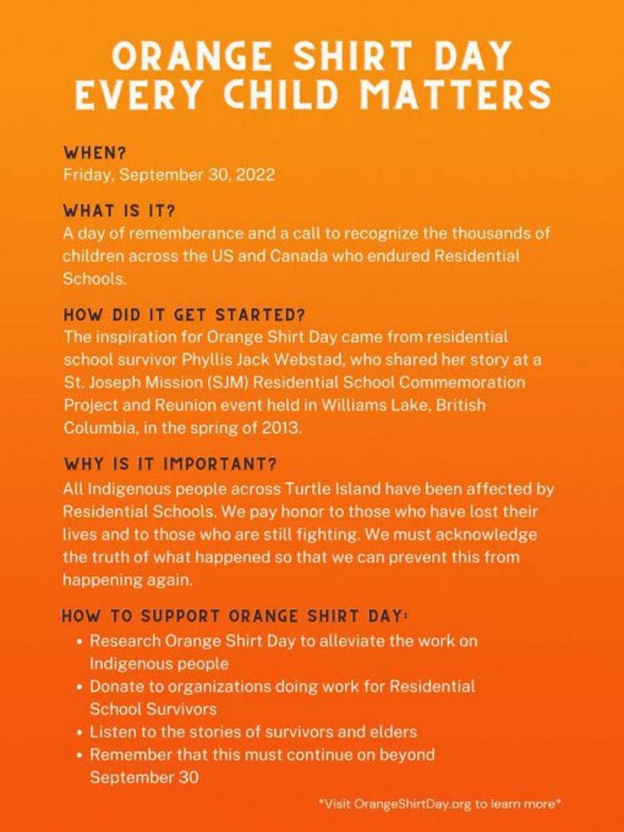 for all the babies🧡🥺

🧡 The National Day for Truth and Reconciliation is observed September 30 here in Canada

🧡The day honours the children who were stolen abused x never returned home and Survivors of residential schools, as well as their families and communities.